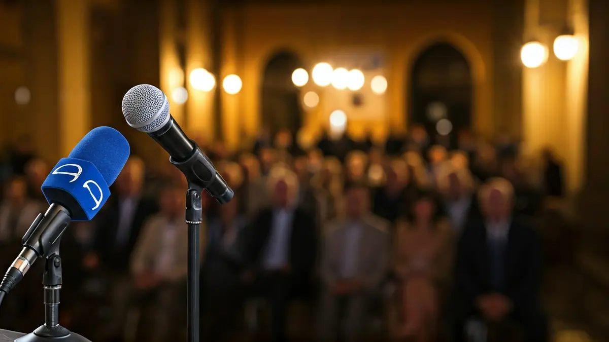 Imagen genérica de un micrófono en un podio, simbolizando un anuncio político.