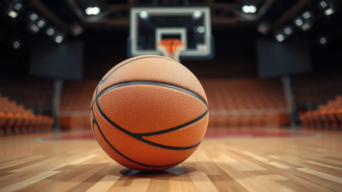 Generic image of a basketball on a court.