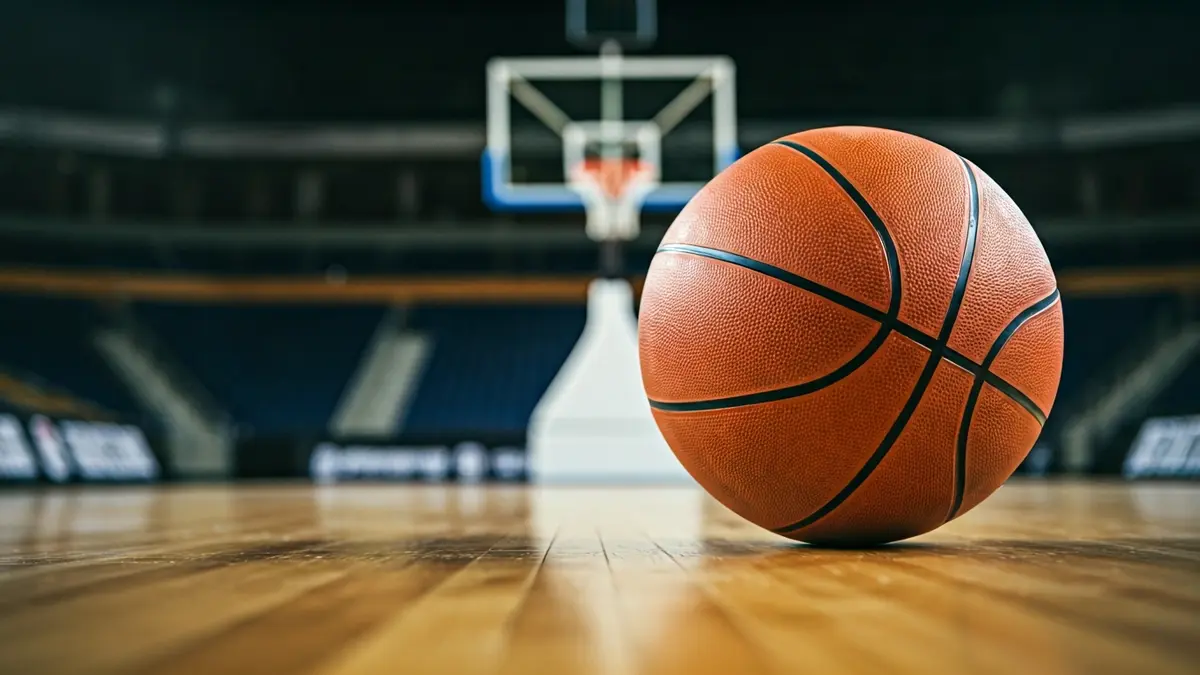 Generic image of a basketball on a court.