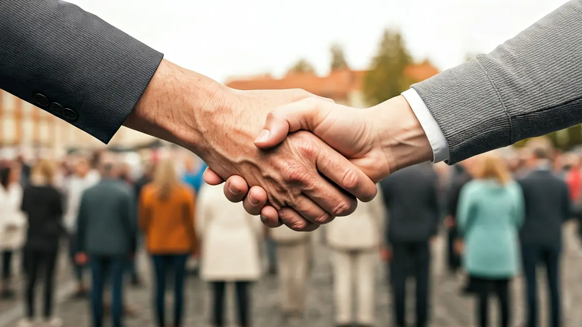 Generic image of a leadership transition or an agreement between generations.