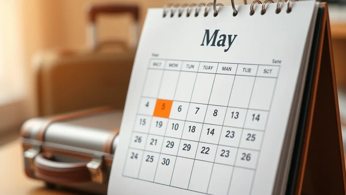 Imatge genèrica d'un calendari amb dates festives destacades i una maleta de viatge.