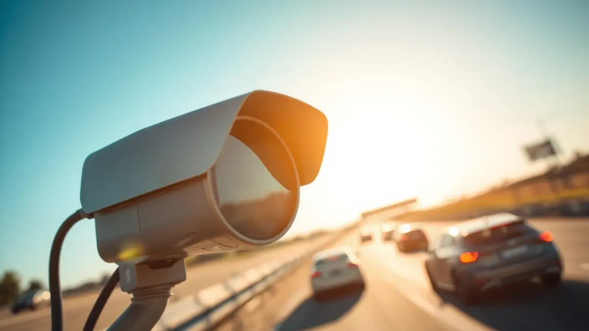 Imatge genèrica d'un radar de velocitat en una carretera.