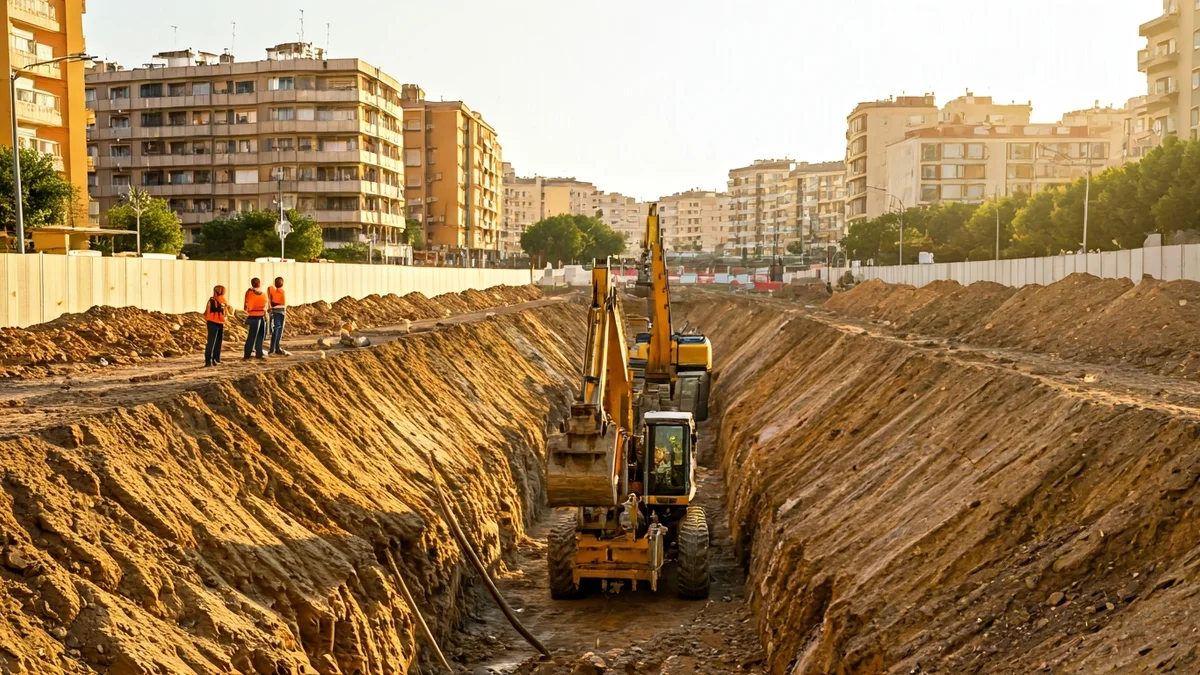 Imatge genèrica d'unes obres de gran envergadura en un entorn urbà.