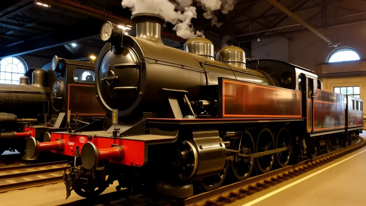 Image of an old steam locomotive in a museum