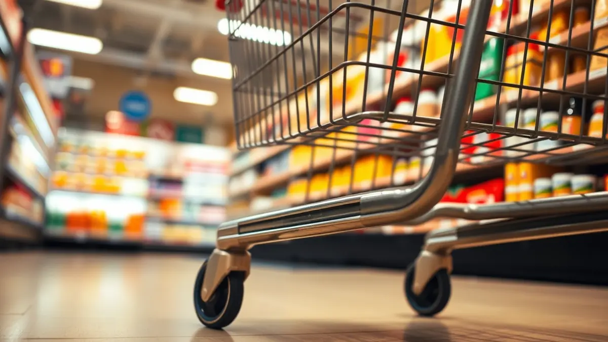 Imatge genèrica d'un carret de supermercat en un passadís.