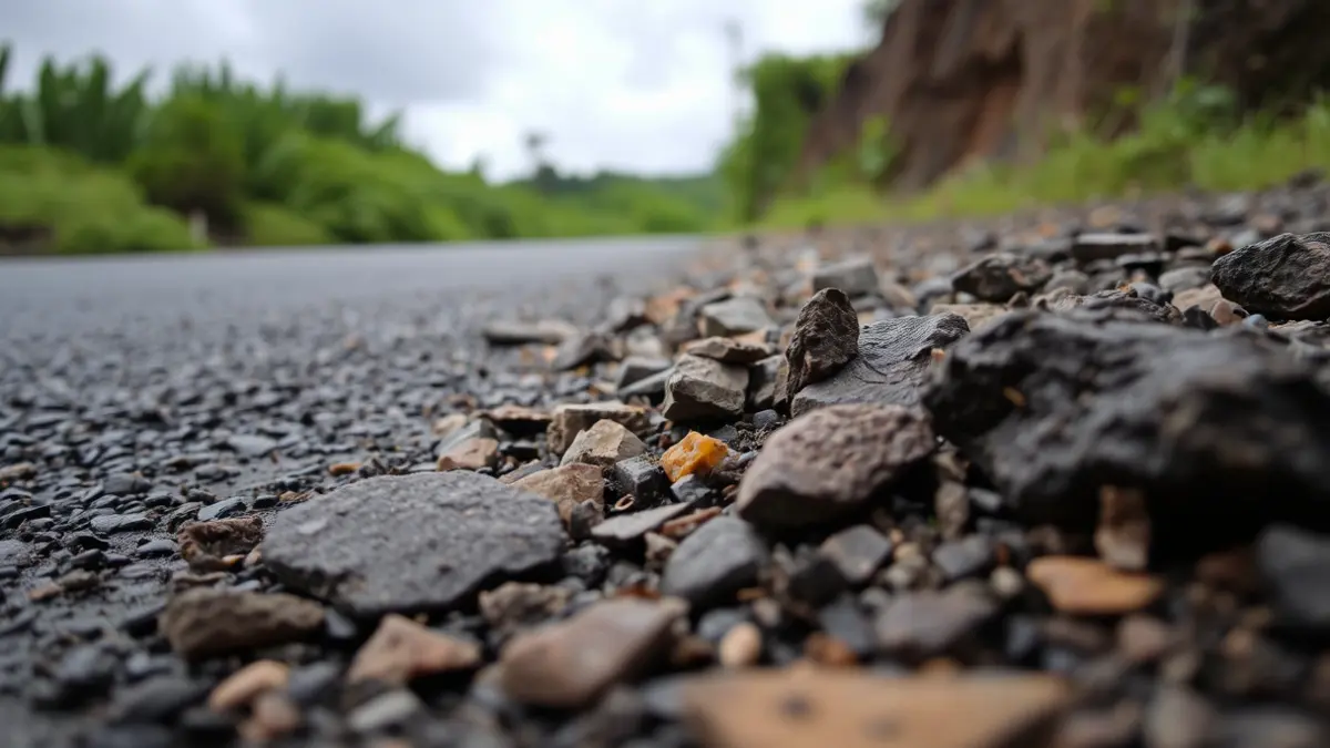Imatge genèrica d'una esllavissada de roques i terra sobre una carretera.
