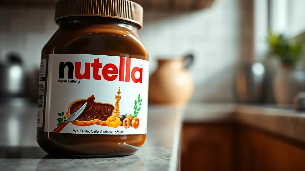 Image of a Nutella jar with an illustration of an emblematic place.