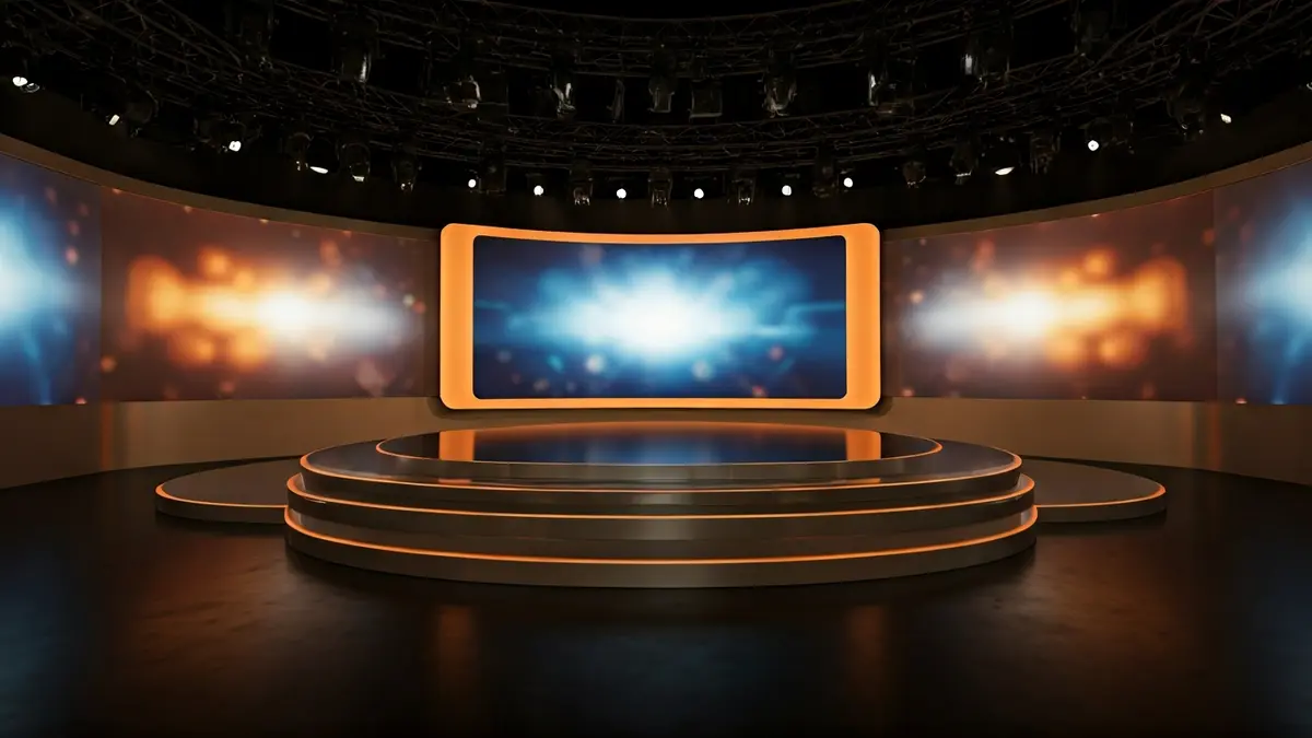 Imatge genèrica d'un plató de televisió amb il·luminació escènica.