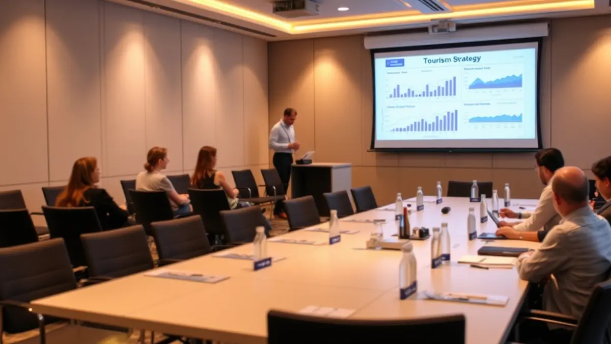 Imatge genèrica d'una reunió de treball sobre estratègia turística.