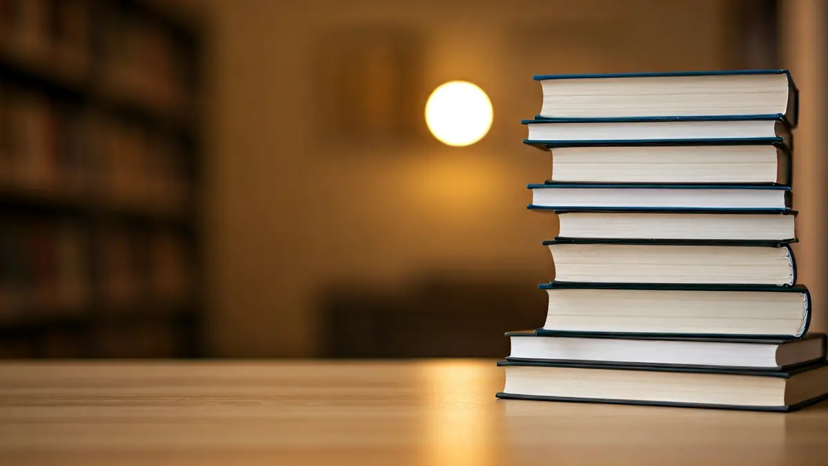 Generic image of books in a library, with warm light and a cozy atmosphere.