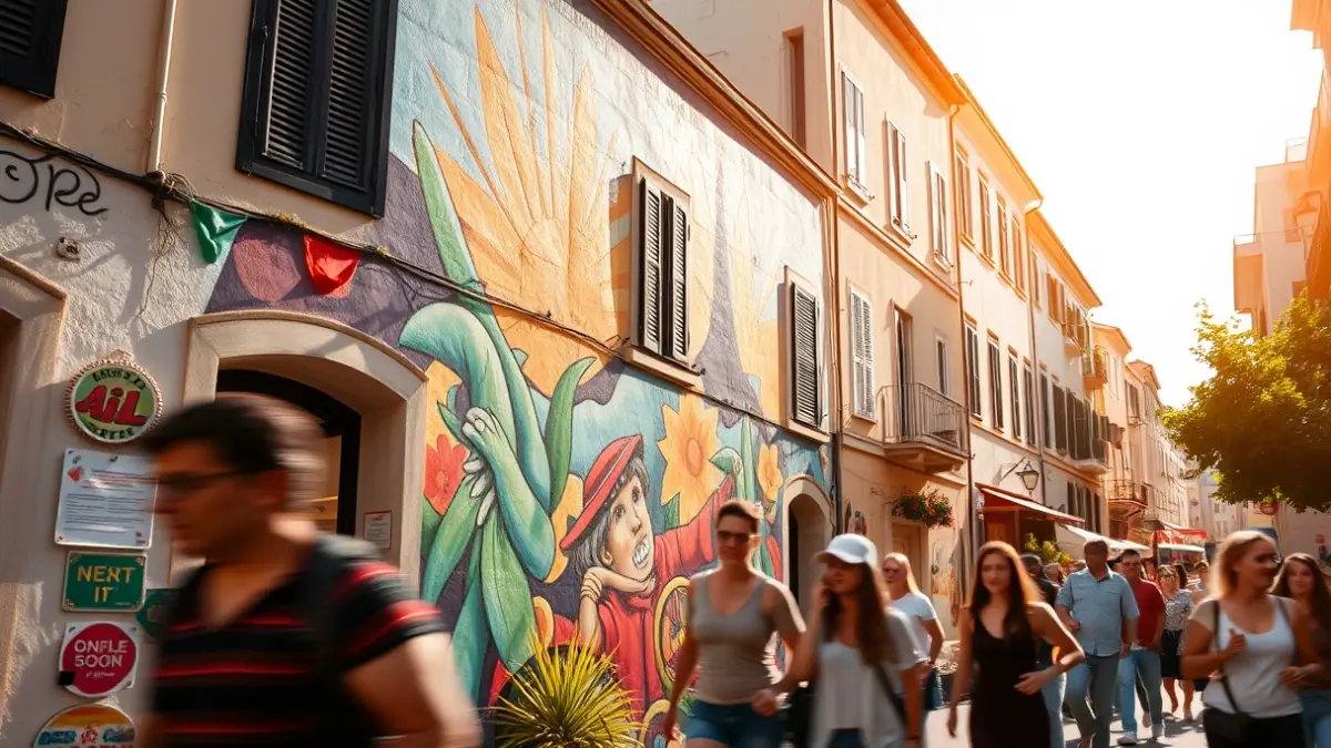 Imatge d'un mural d'art urbà en una façana de Penelles durant el festival Gargar.