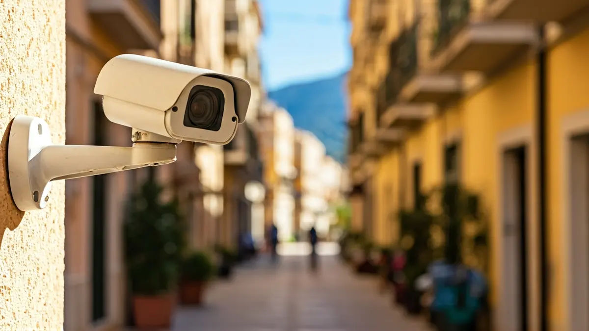 Imagen genérica de una cámara de videovigilancia en un entorno urbano.