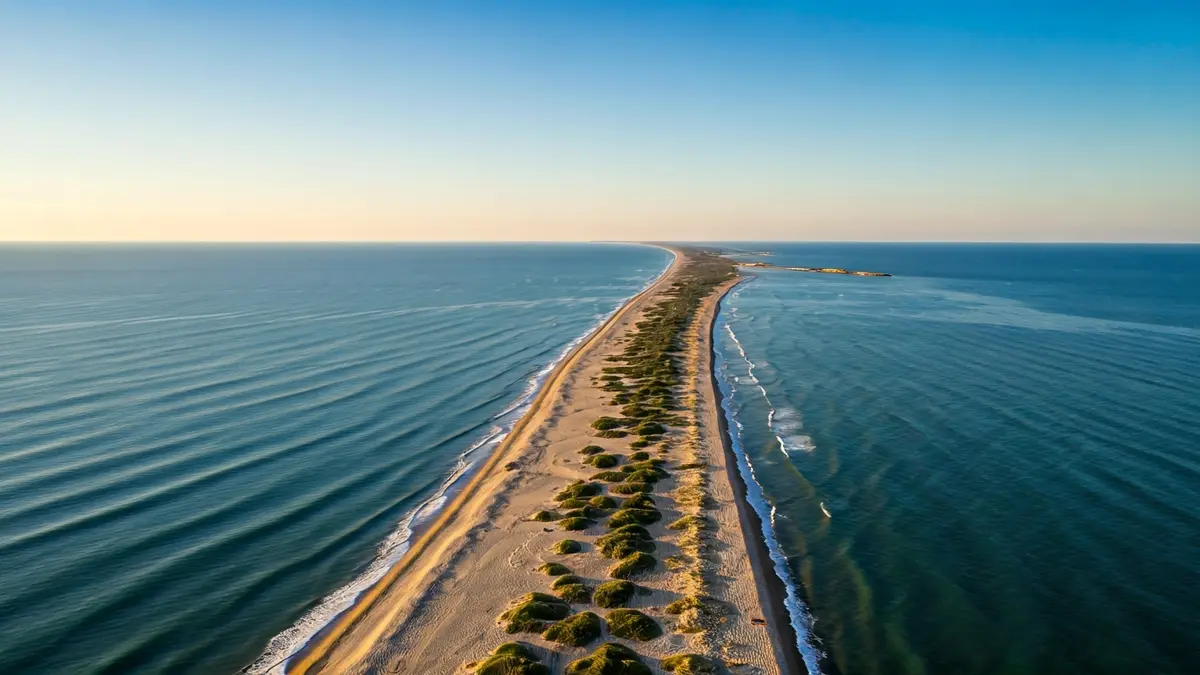 Vista aérea de la costa del Delta del Ebro con signos de erosión