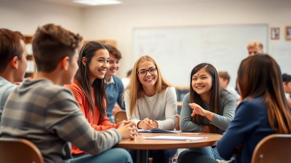 Imatge genèrica d'alumnes participant en una activitat de grup a l'aula.