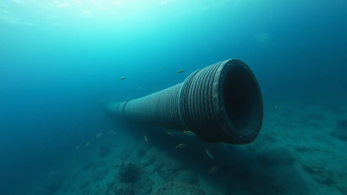 Imatge d'un cable submarí d'alta tensió al fons marí.