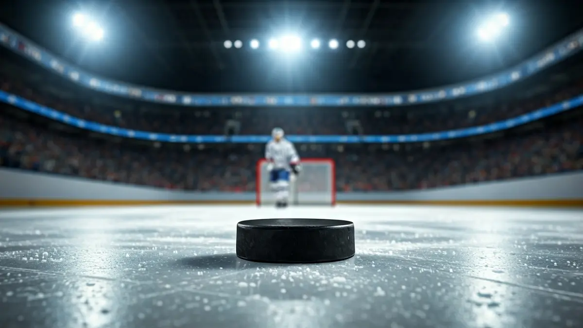 Imatge genèrica d'un disc d'hoquei sobre gel en una pista.