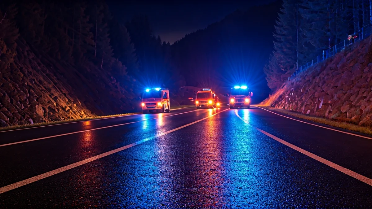 Imatge genèrica de llums d'emergència reflectint-se sobre asfalt mullat