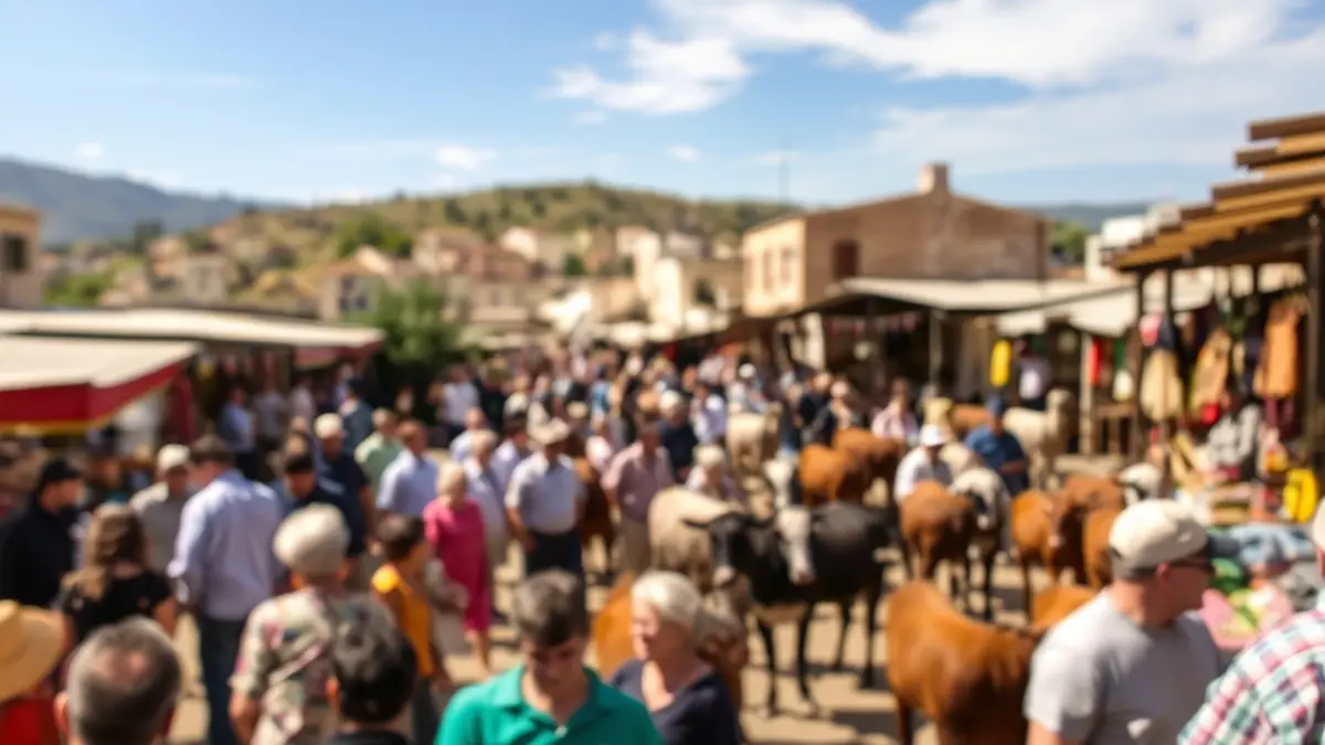 Imagen genérica de una feria ganadera y de artesanía en un pueblo mediterráneo.