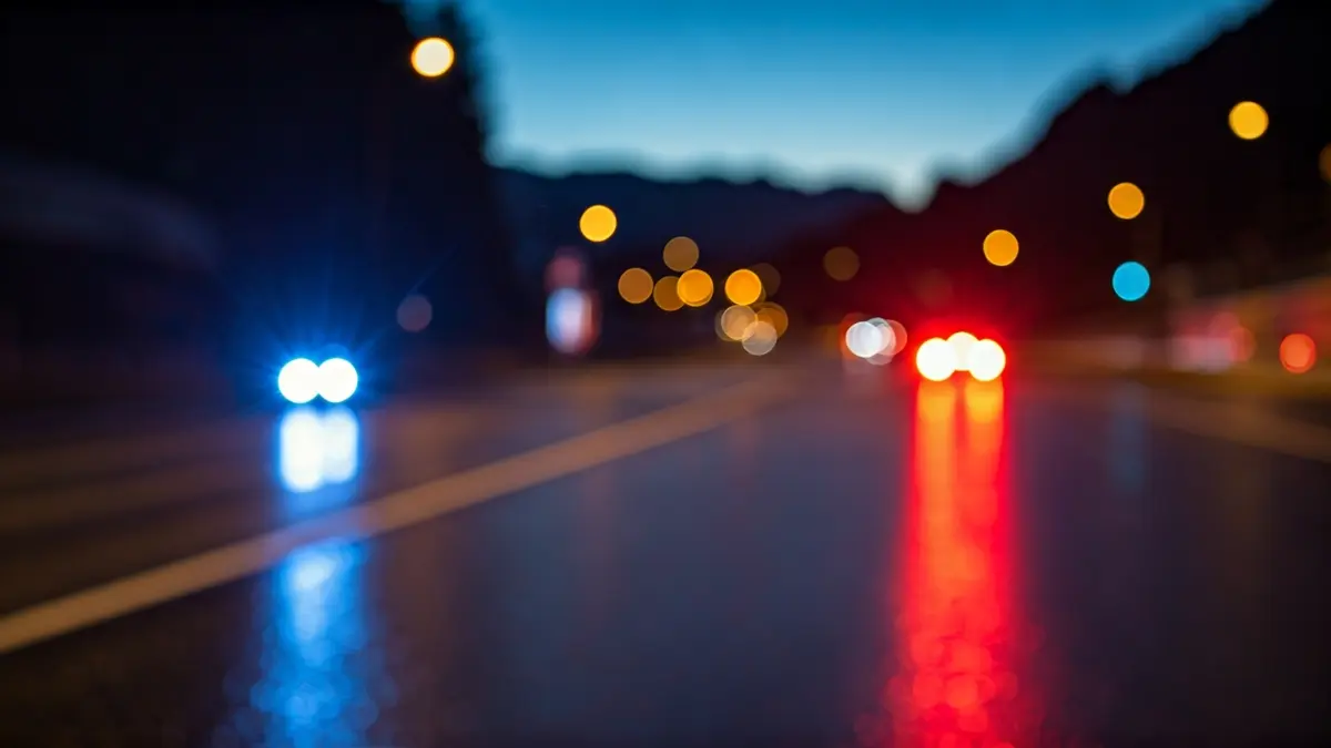 Imagen genérica de luces de emergencia en una noche fría de montaña.