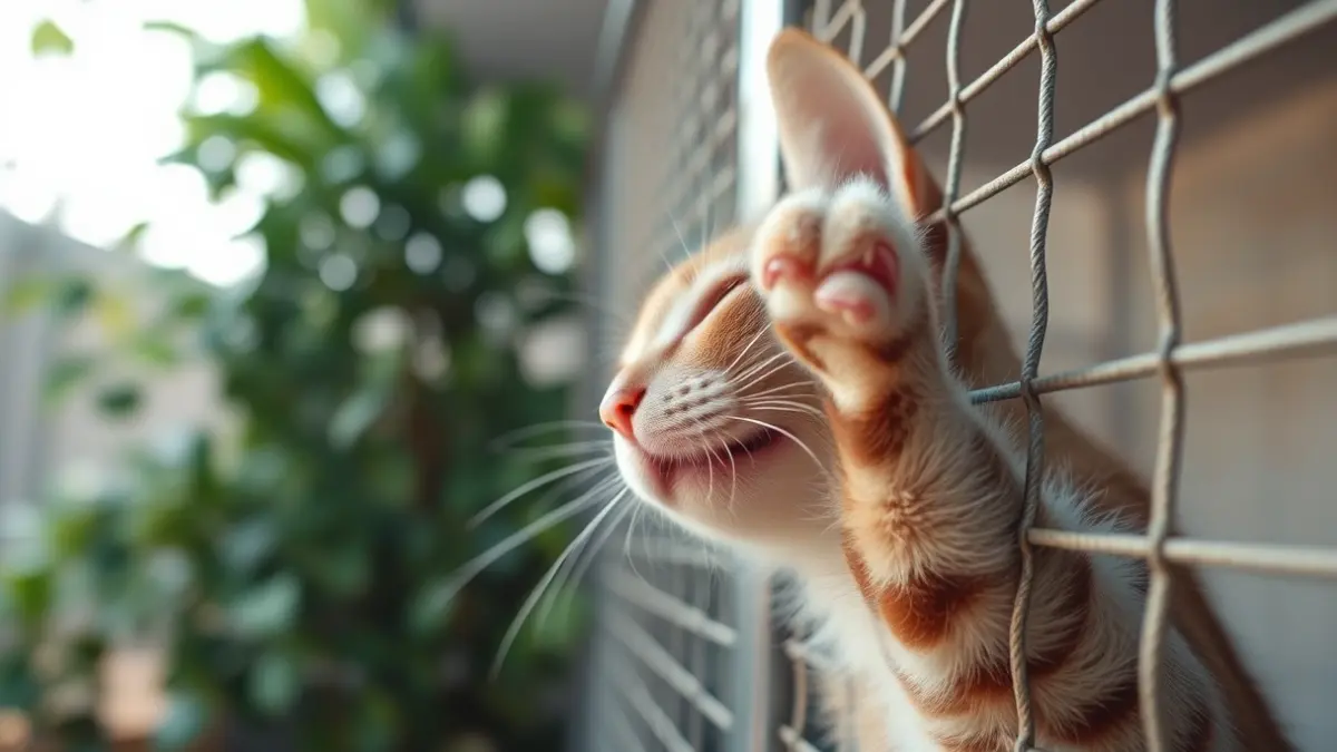 Imagen de un gato en un espacio de acogida temporal.