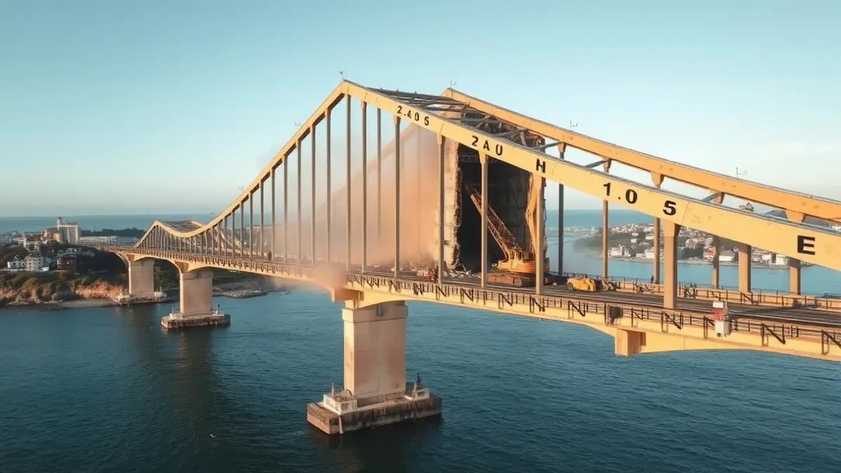 Imatge de les obres de demolició d'un pont a la Ràpita.