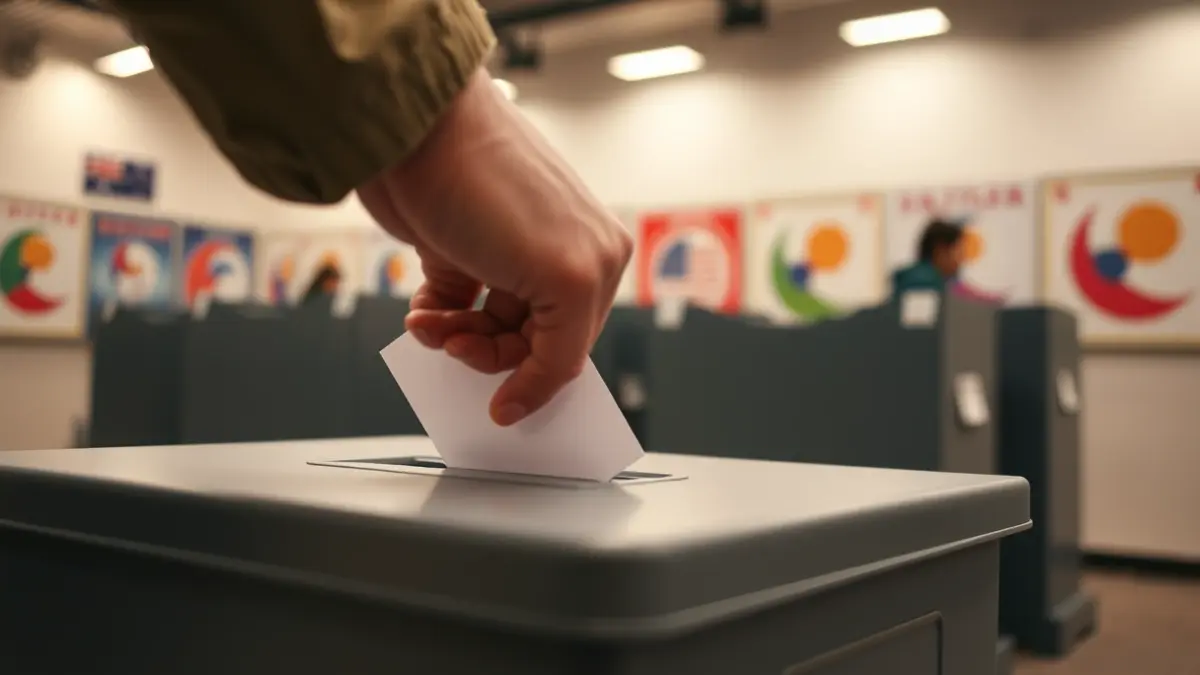 Imagen genérica de una urna electoral con una mano votando.