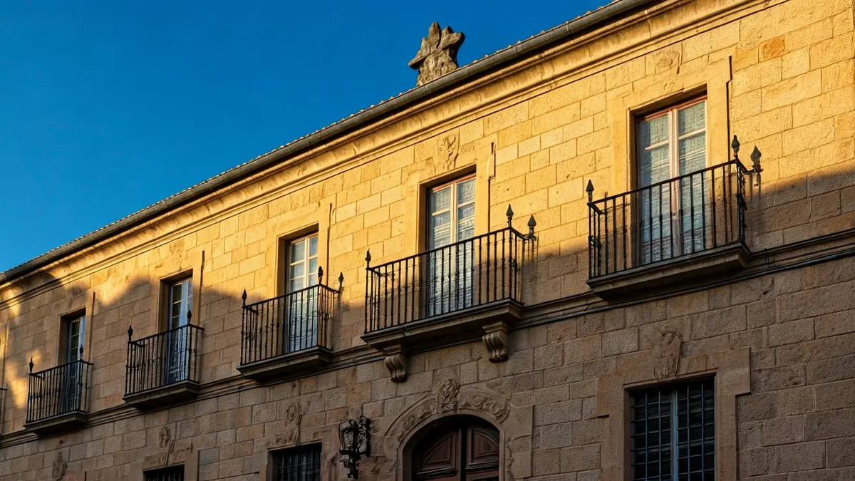 Fachada del Ayuntamiento de Rodonyà bajo la luz del sol