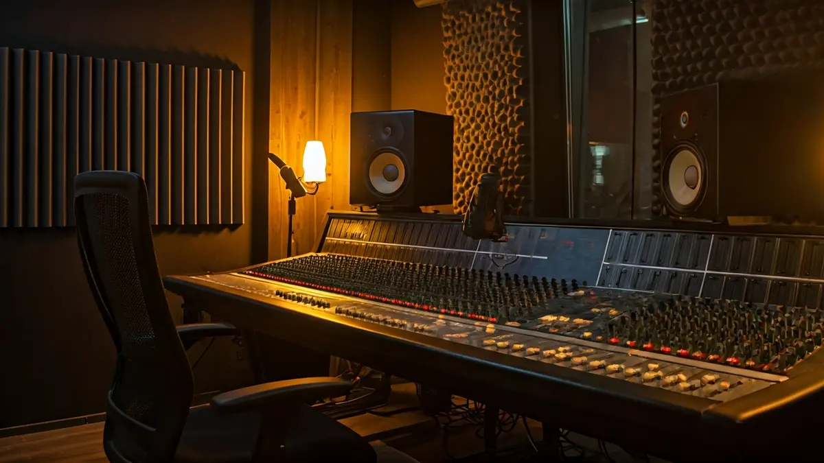 Generic image of a music recording studio.