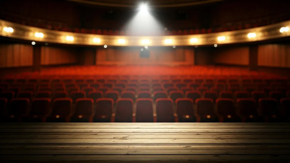 Imatge genèrica d'un escenari de teatre buit amb un focus.