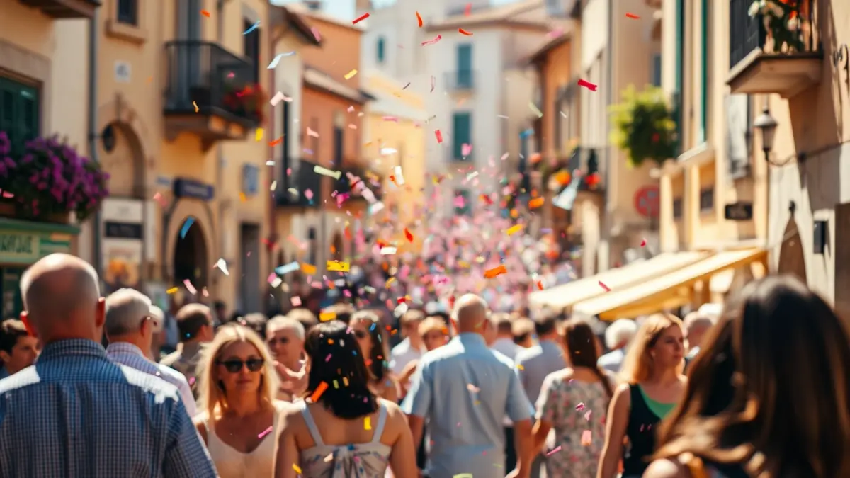 Imatge genèrica d'una trobada festiva amb gegantons i confeti.