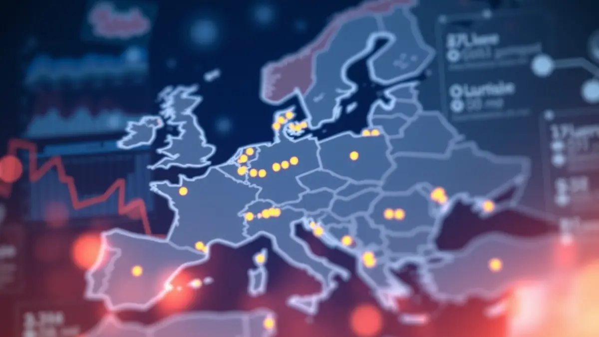 Generic image of a map of Europe with highlighted areas, symbolizing international migration.