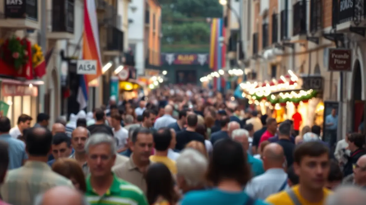 Generic image of a cultural festival with crowds and stalls.