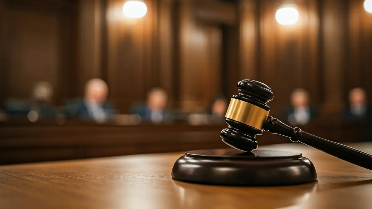 Generic image of a judge's gavel on a table in a council chamber.