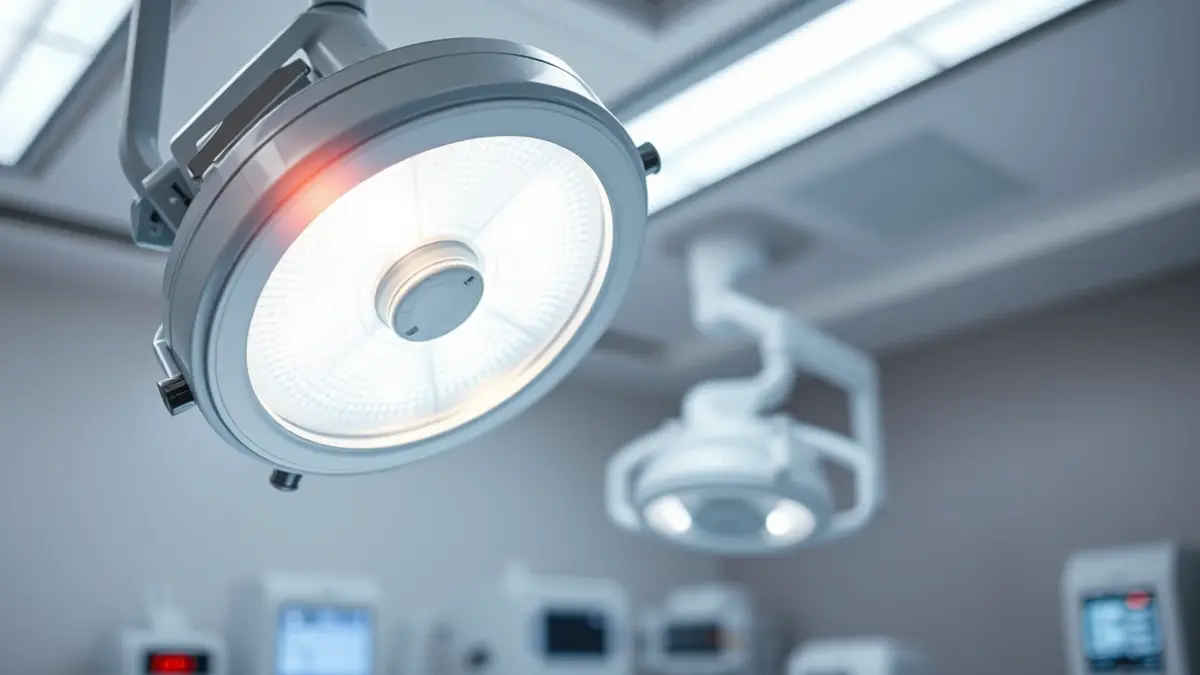 Imagen genérica de un quirófano moderno con luces quirúrgicas.