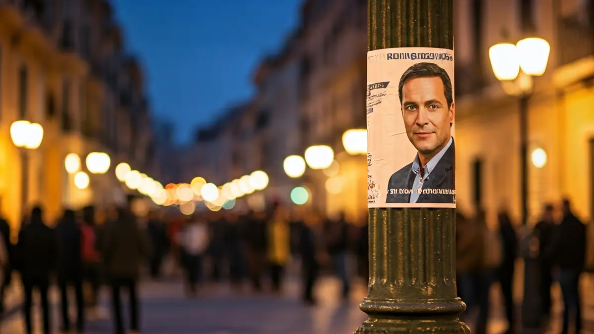 Imagen genérica de una farola con un cartel político pegado en Barcelona.