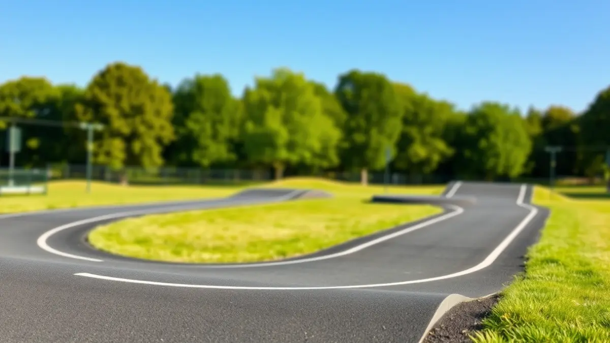 Generic image of a modern pump track in an outdoor sports area.