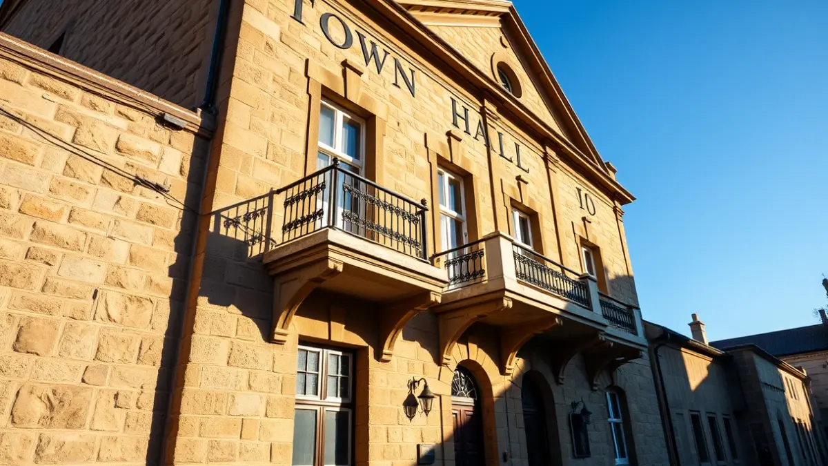 Fachada del ayuntamiento de Tarragona bajo el sol de la tarde.