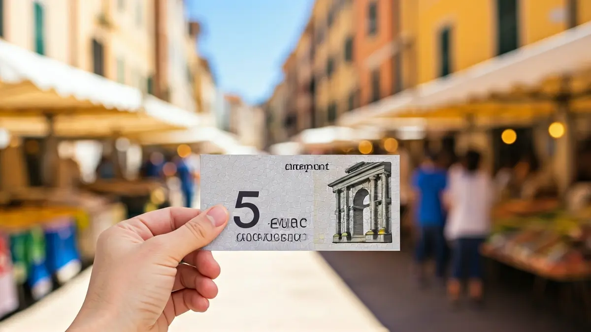 Imagen genérica de una mano sosteniendo un bono de descuento de 5 euros