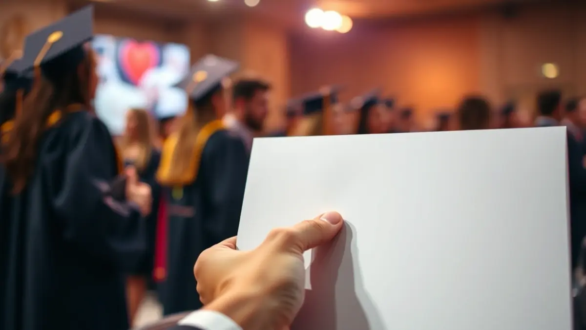 Generic image of a hand holding a diploma at an awards ceremony.