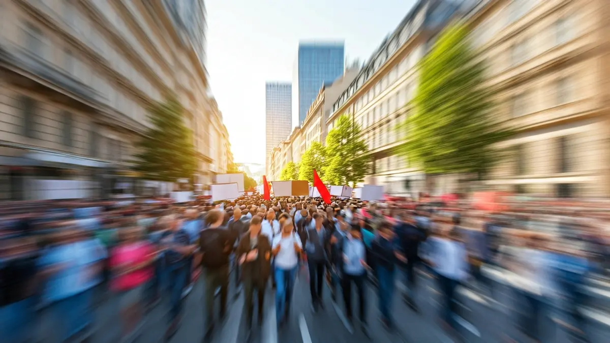 Imatge genèrica d'una manifestació ciutadana en un carrer ample de ciutat.