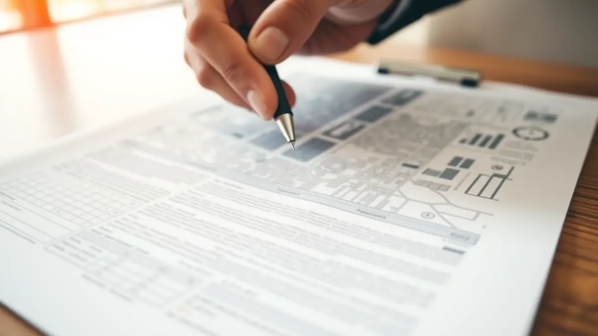 Generic image of a hand writing on a document with an urban map in the background, symbolizing urban and commercial planning.