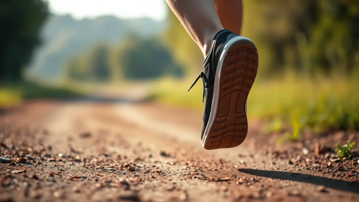 Imatge genèrica d'unes sabatilles de running en una pista de terra.