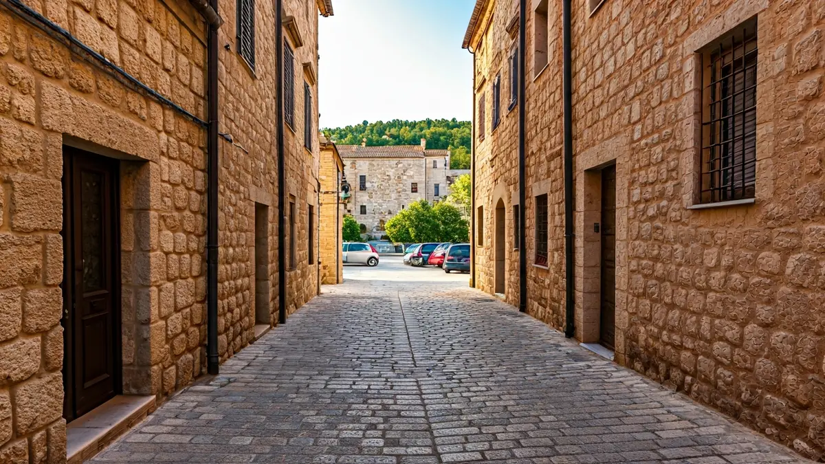 Imatge genèrica d'un carrer estret en un nucli antic de poble.