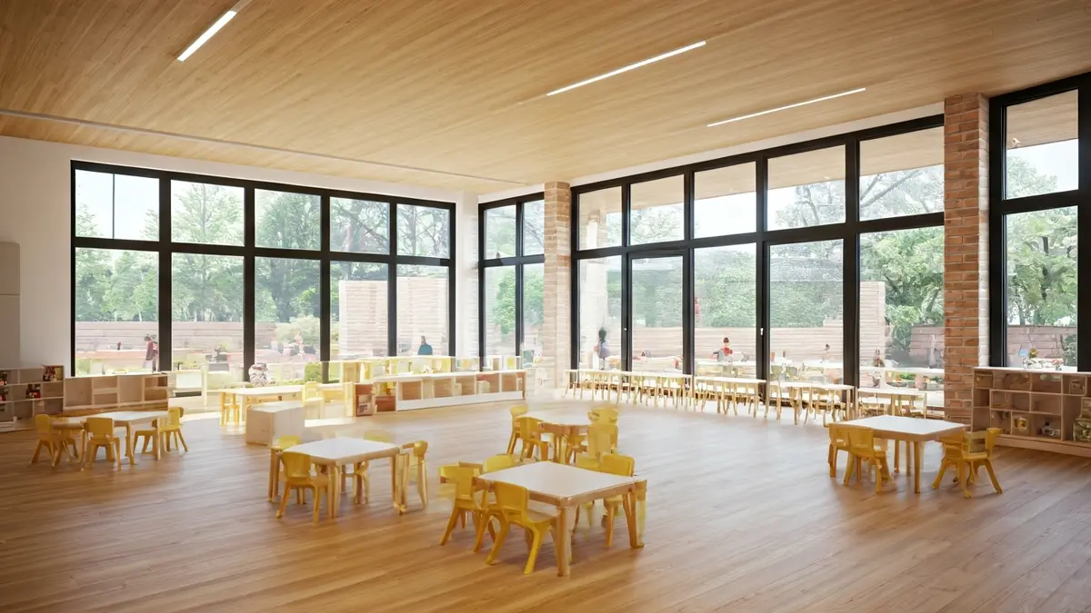 Imagen genérica de un aula de guardería moderna y luminosa.