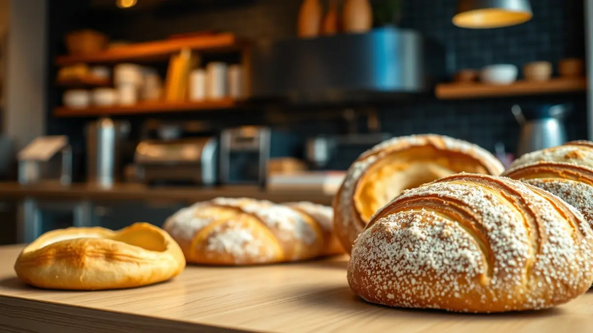 Imagen de obrador artesano con productos de panadería y pastelería.