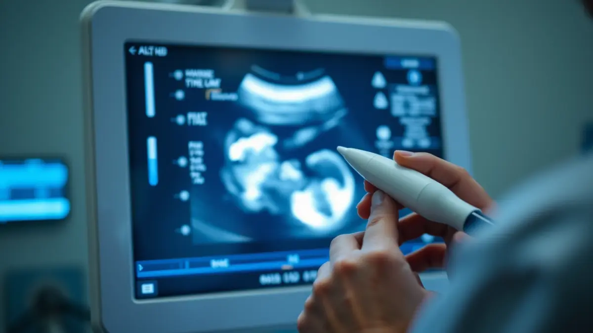 Imatge genèrica d'una ecografia fetal en una pantalla mèdica.