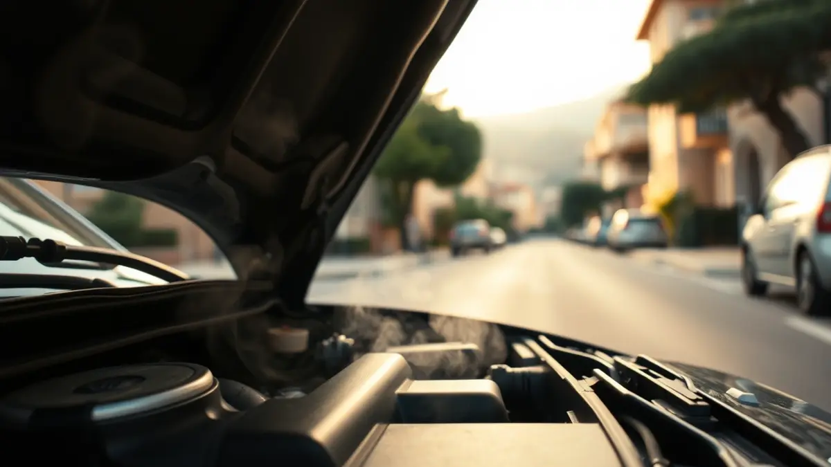 Imagen de un vehículo ardiendo en la calle de la Mola de Sabadell.