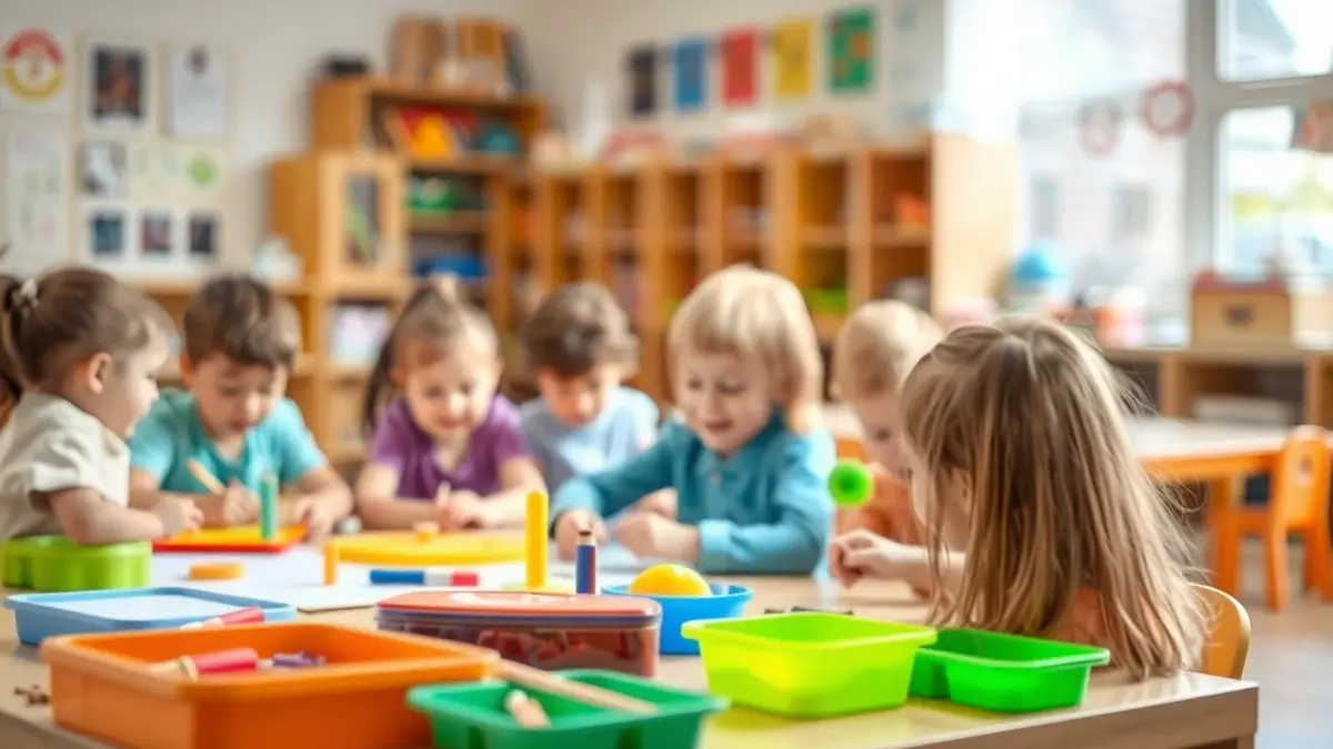 Imatge genèrica d'una aula amb nens aprenent de forma lúdica