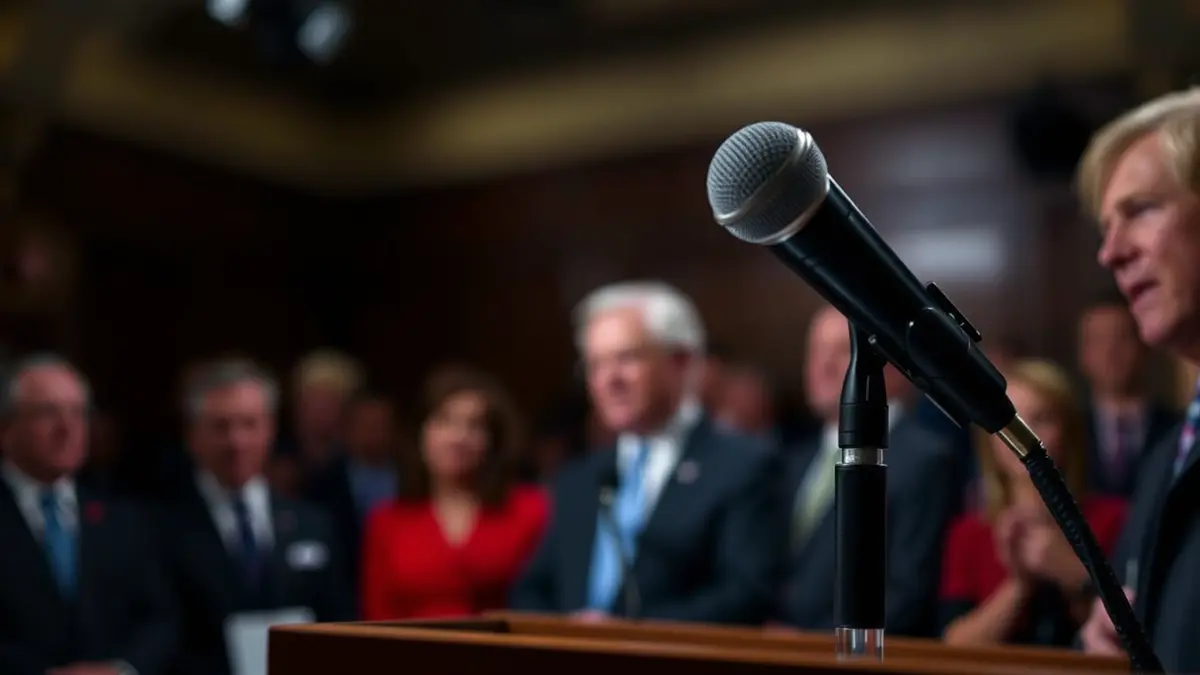 Imatge genèrica d'un micròfon en un faristol, simbolitzant el debat polític.