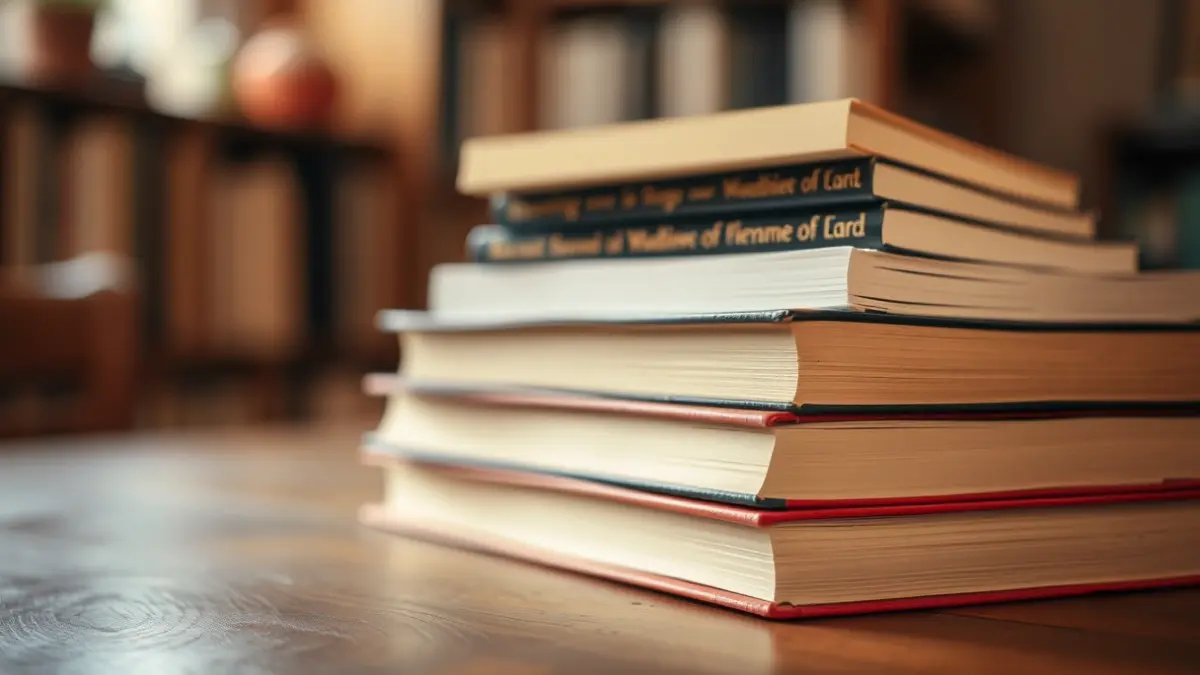 Imagen genérica de libros en una biblioteca, con luz cálida.